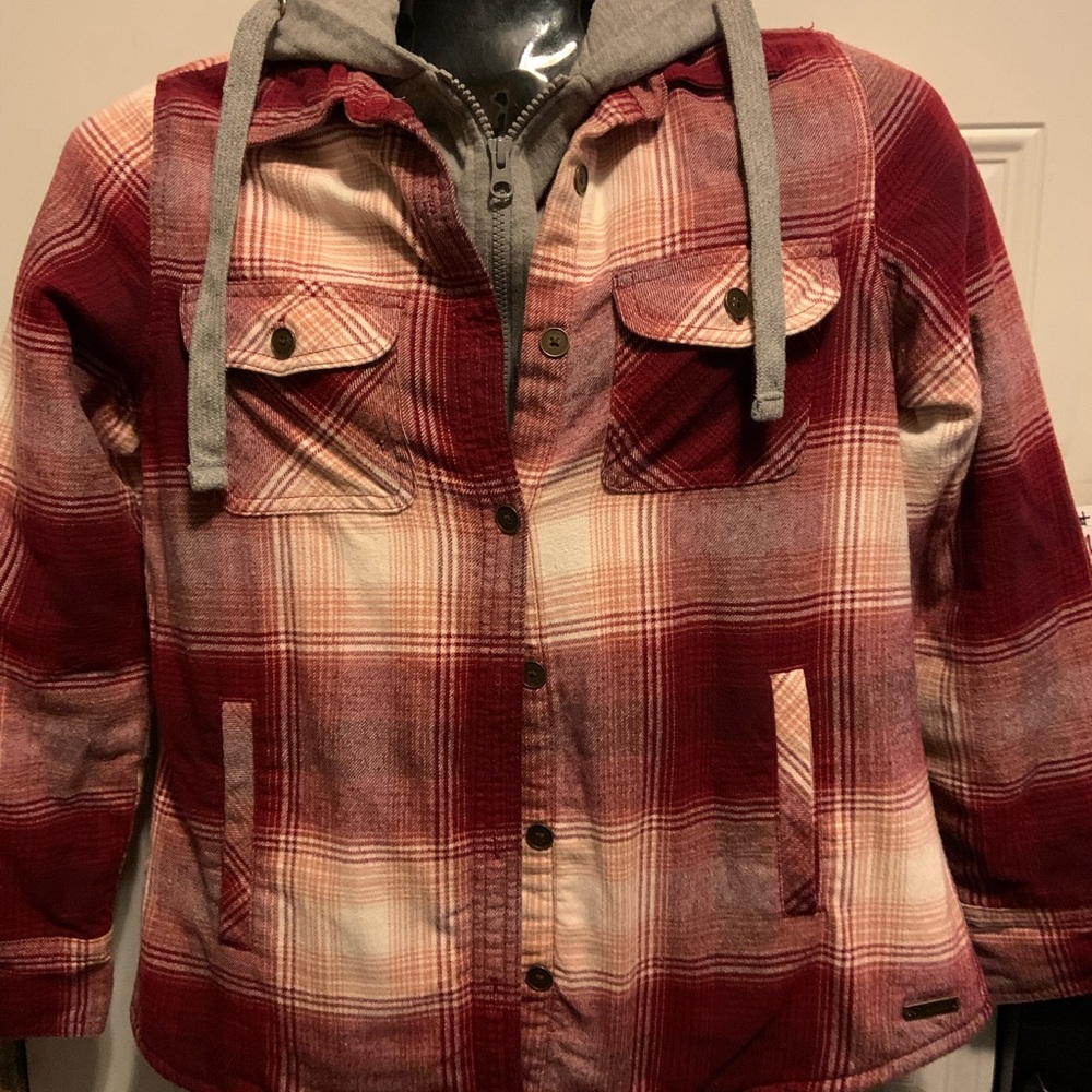 Natural Reflections Burgundy Plaid Utility Jacket